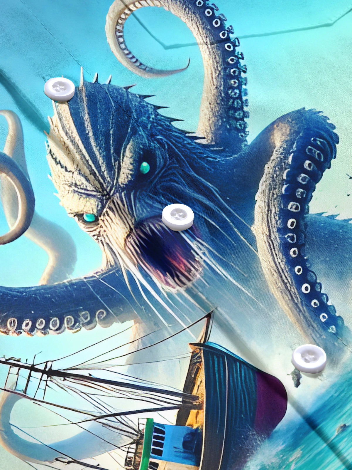 Funny Octopus Ocean Boat Men's Pocket Short Sleeve Shirts