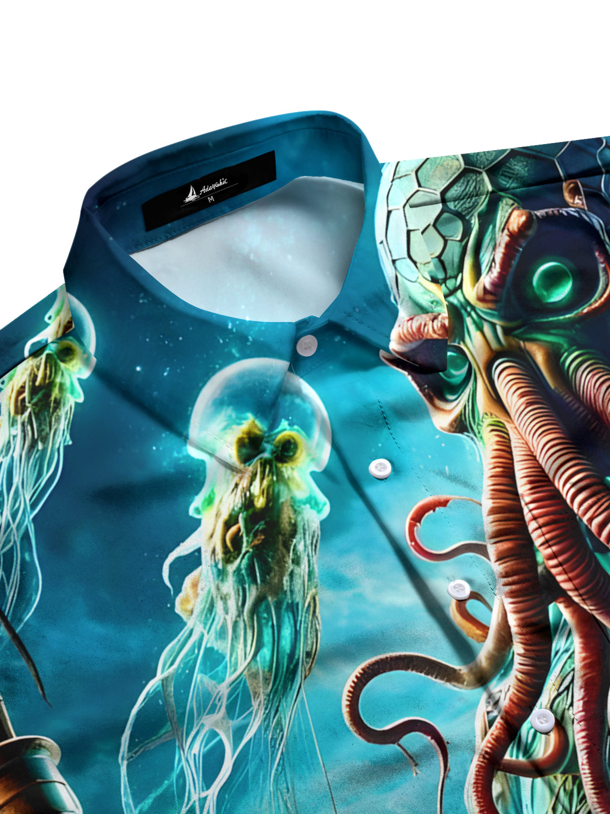 Octopus Pirate Print Men's Pocket Short Sleeve Shirts