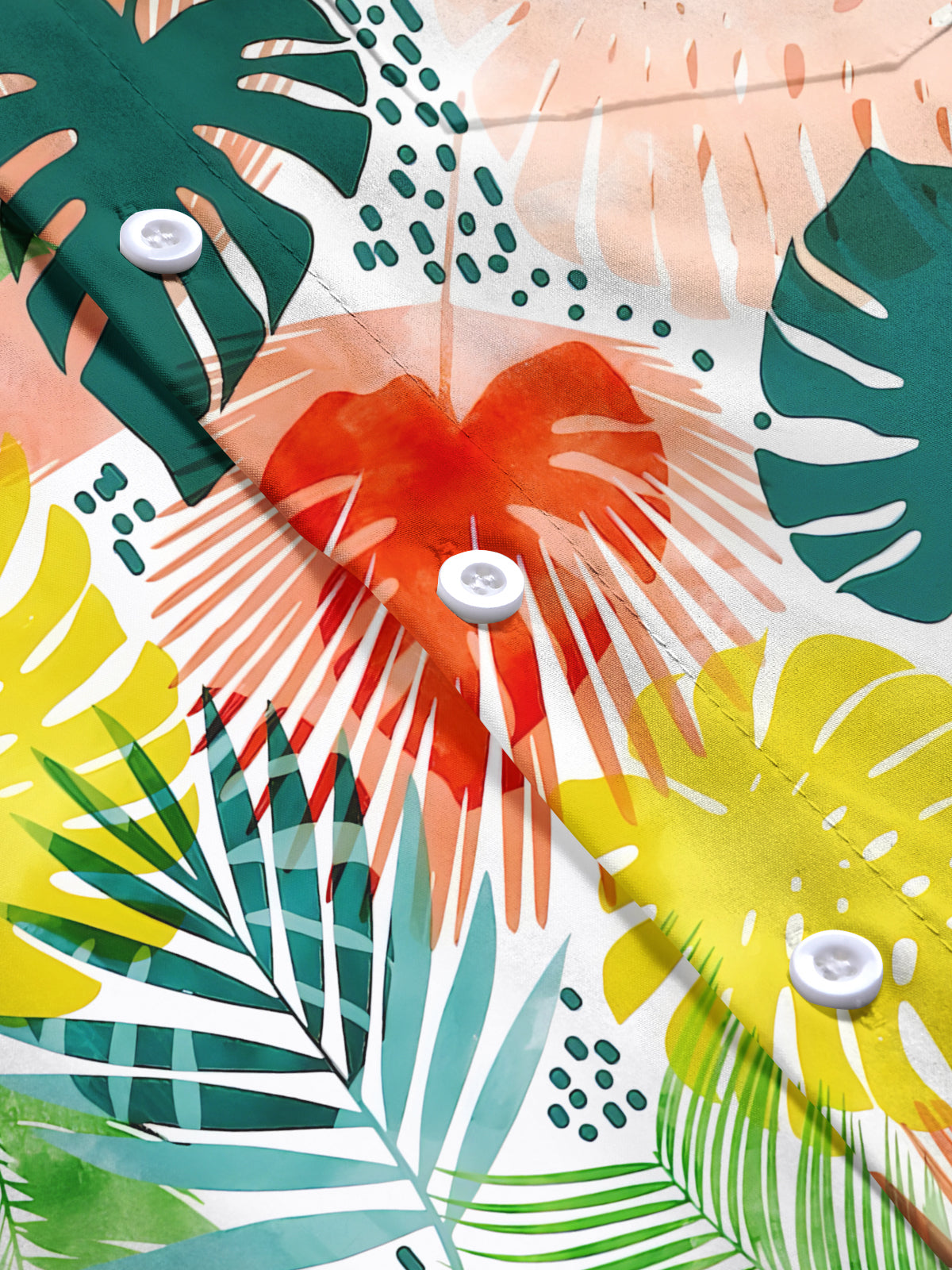 Hawaiian Leaf Print Men's Pocket Short Sleeve Shirts