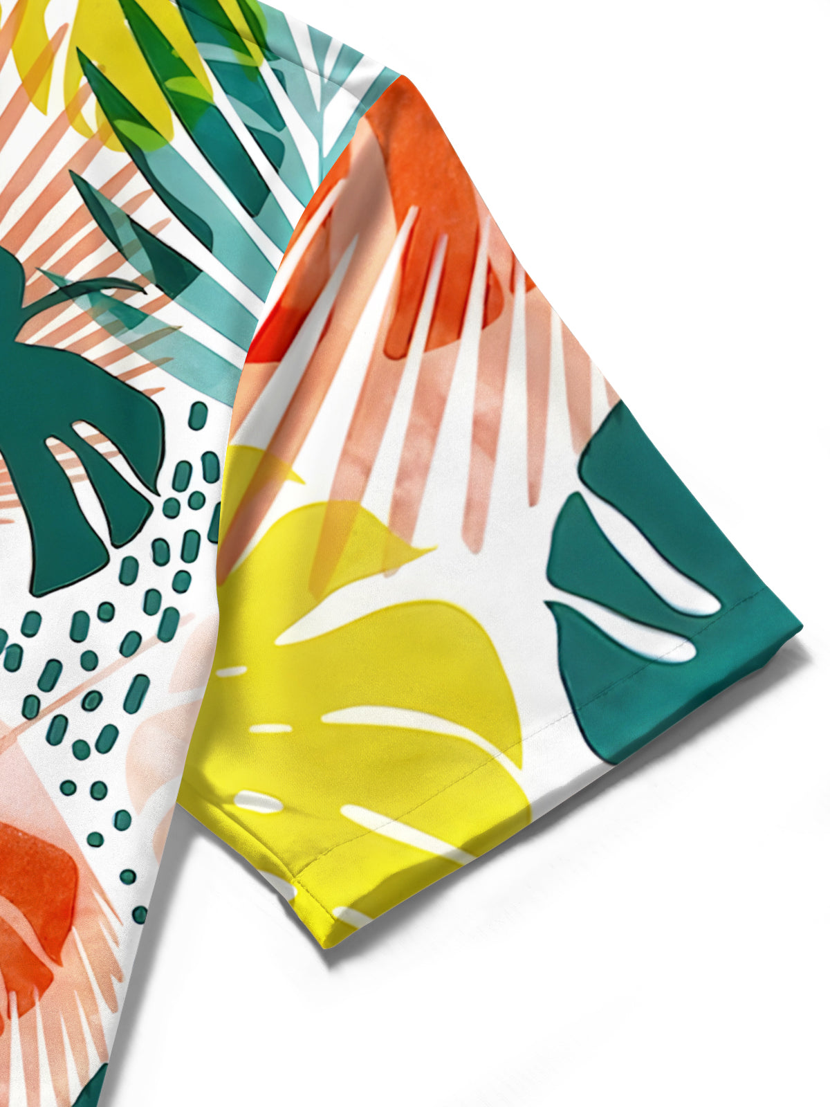 Hawaiian Leaf Print Men's Pocket Short Sleeve Shirts