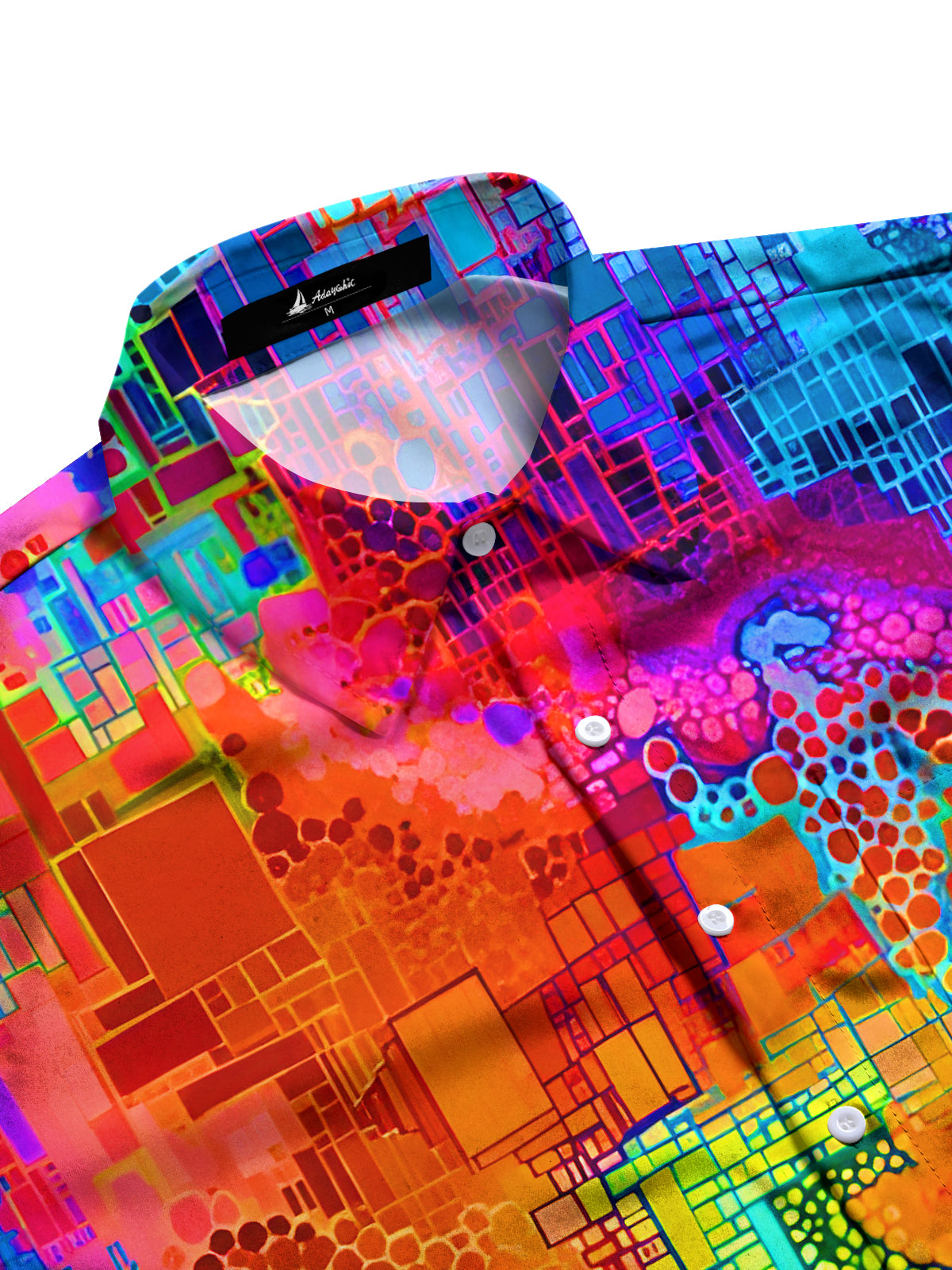 Tie Dye Colorful Geometric Men's Pocket Short Sleeve Shirts