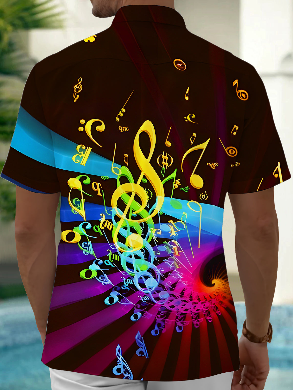 Musical Notes Men's Pocket Short Sleeve Shirts