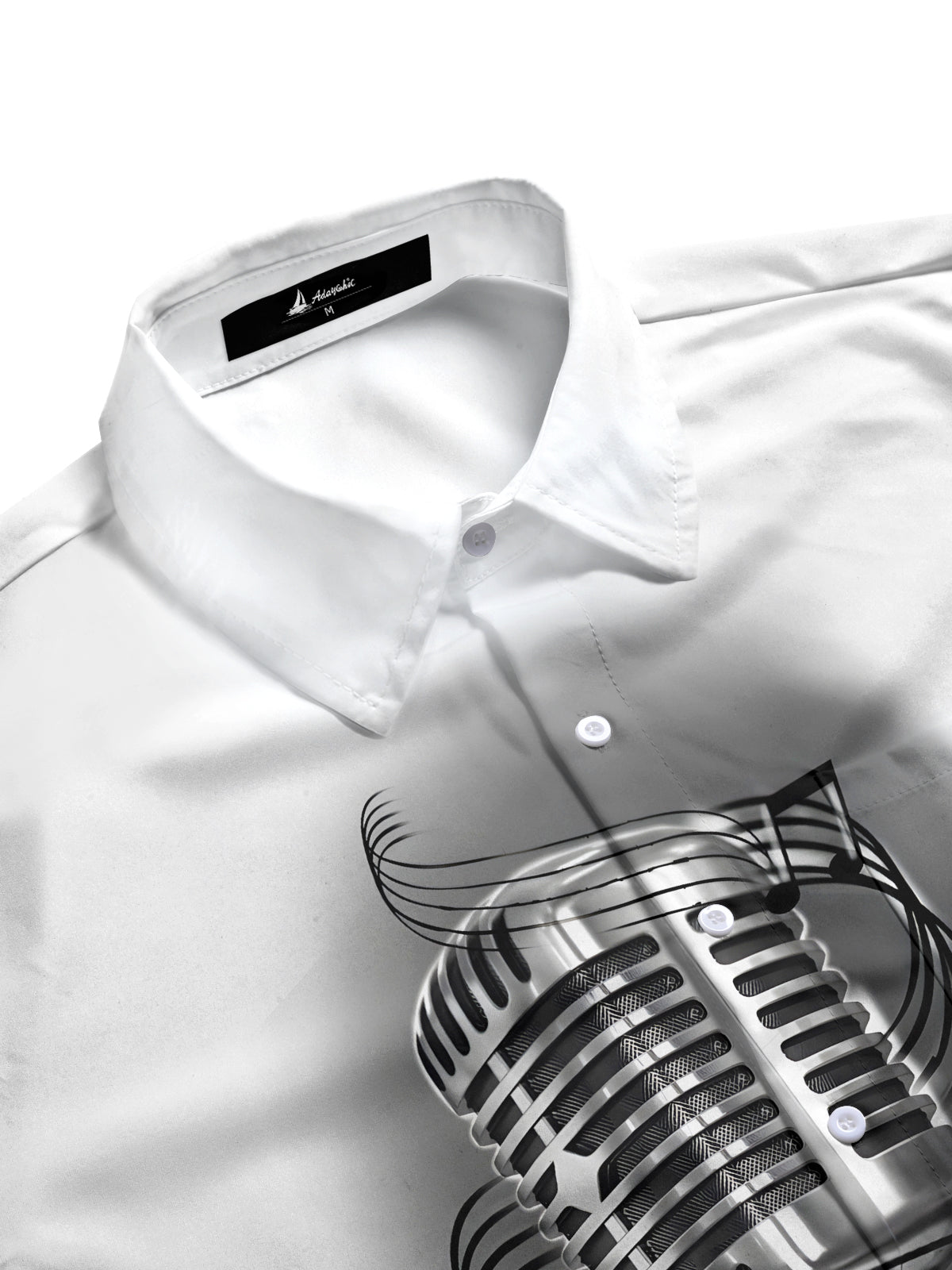 Gramophone Microphone Note Print Men's Pocket Short Sleeve Shirts