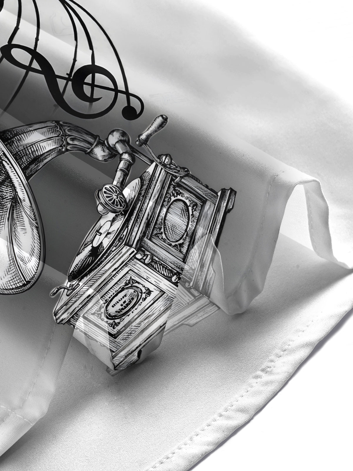 Gramophone Microphone Note Print Men's Pocket Short Sleeve Shirts