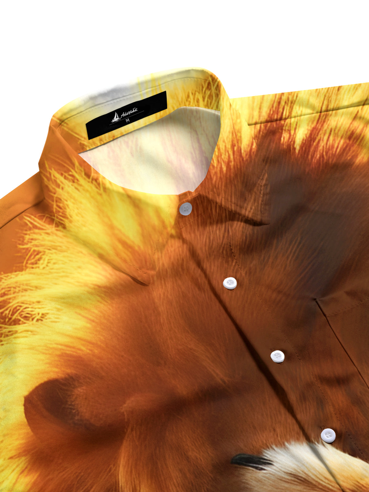 Lion Print Men's Pocket Short Sleeve Shirts