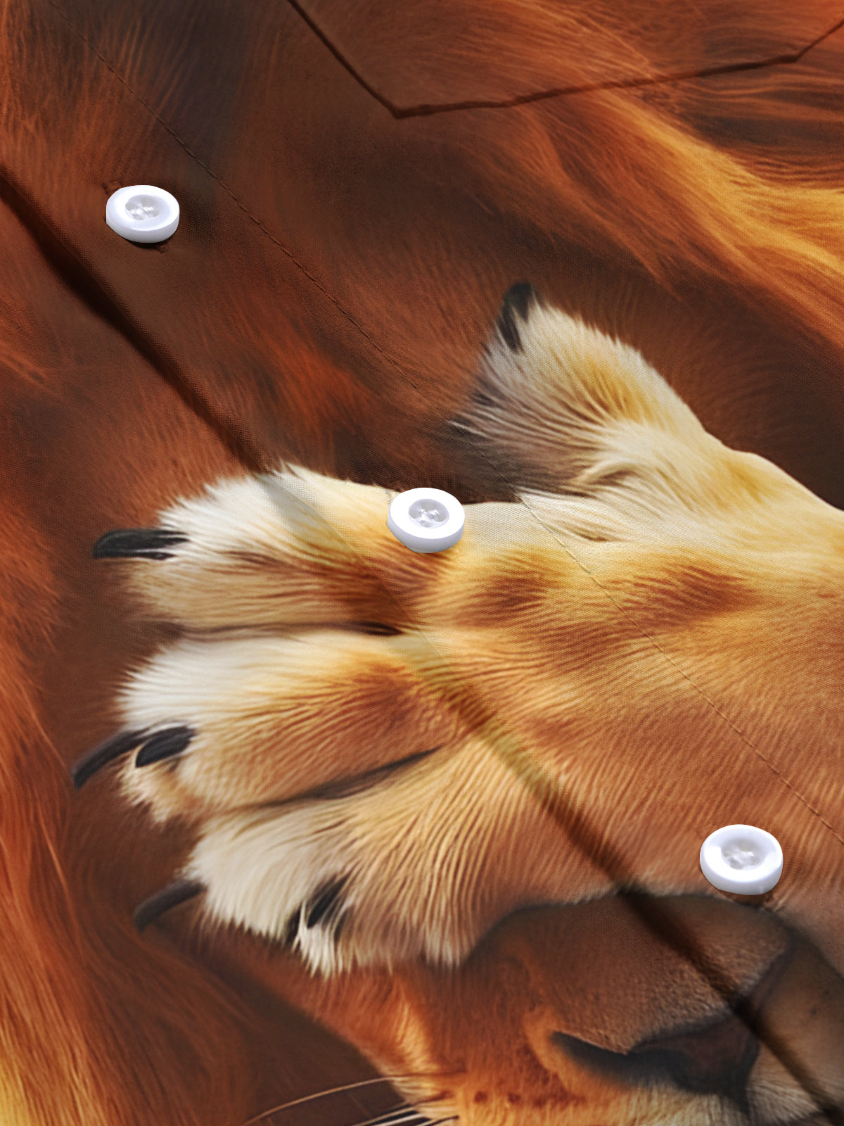 Lion Print Men's Pocket Short Sleeve Shirts