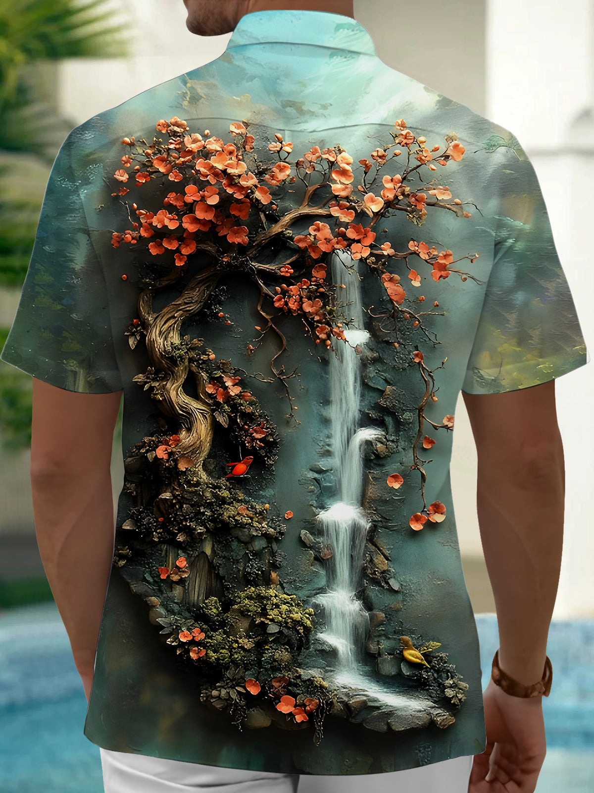 Floral Men's Pocket Short Sleeve Shirts