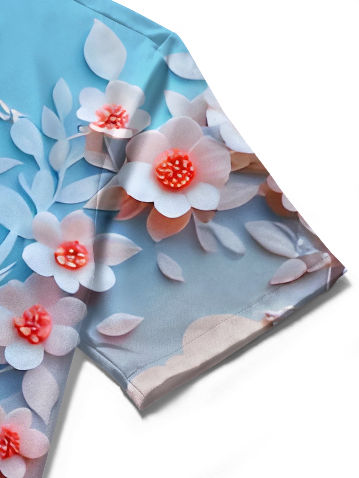 Gradient Flowers Birds Men's Pocket Short Sleeve Shirts