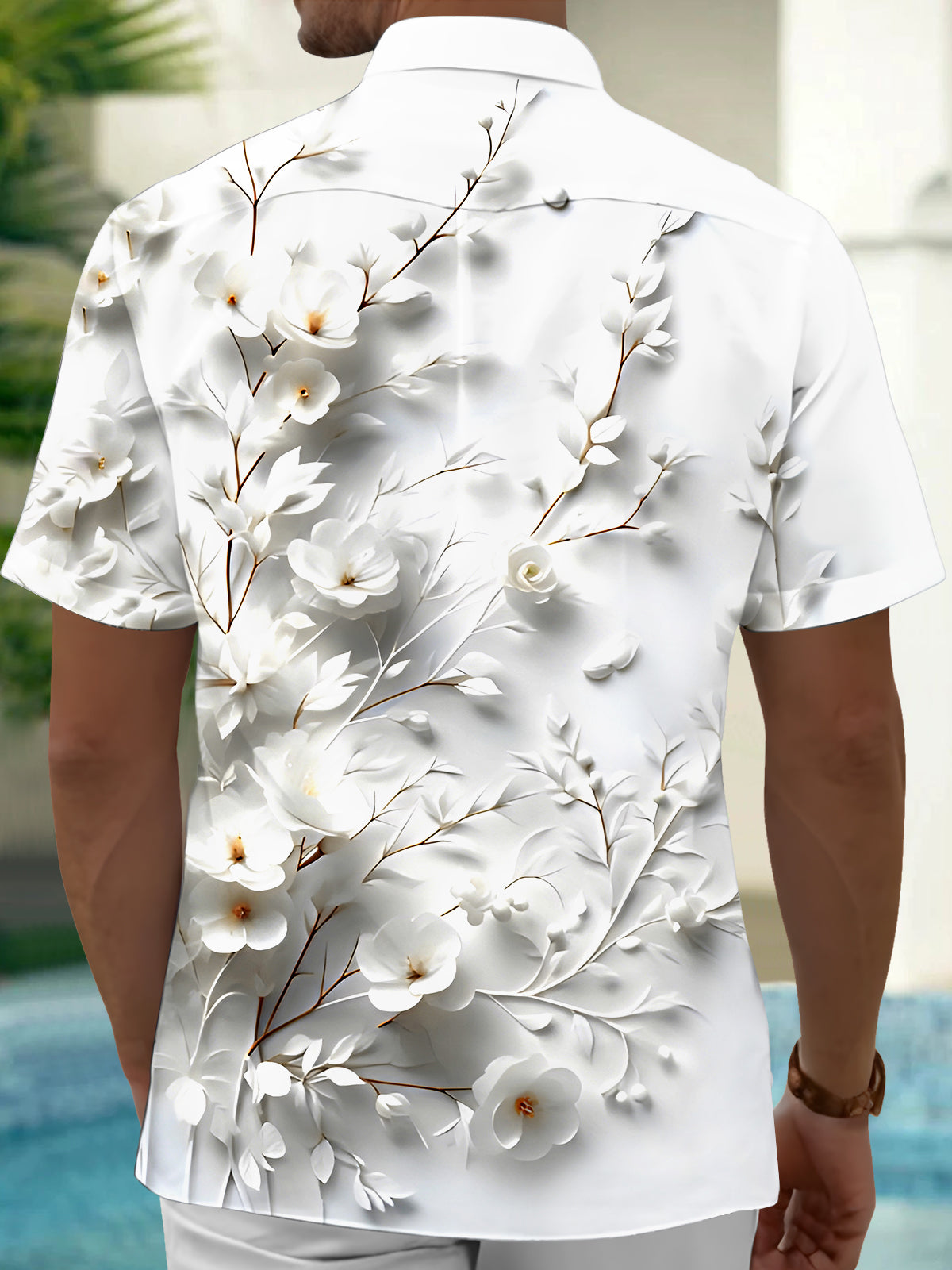 Floral Men's Pocket Short Sleeve Shirts
