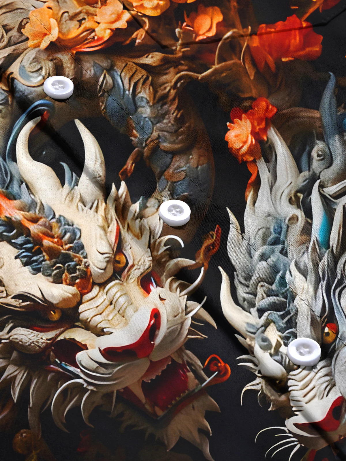 Dragons Floral Men's Pocket Short Sleeve Shirts