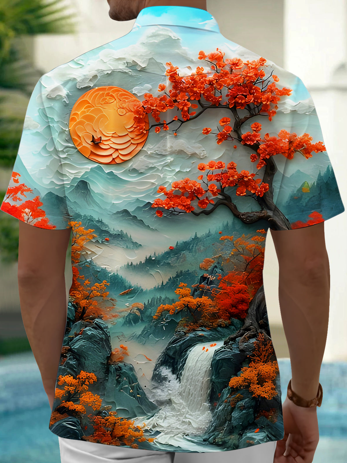 Floral Landscapes Men's Pocket Short Sleeve Shirts