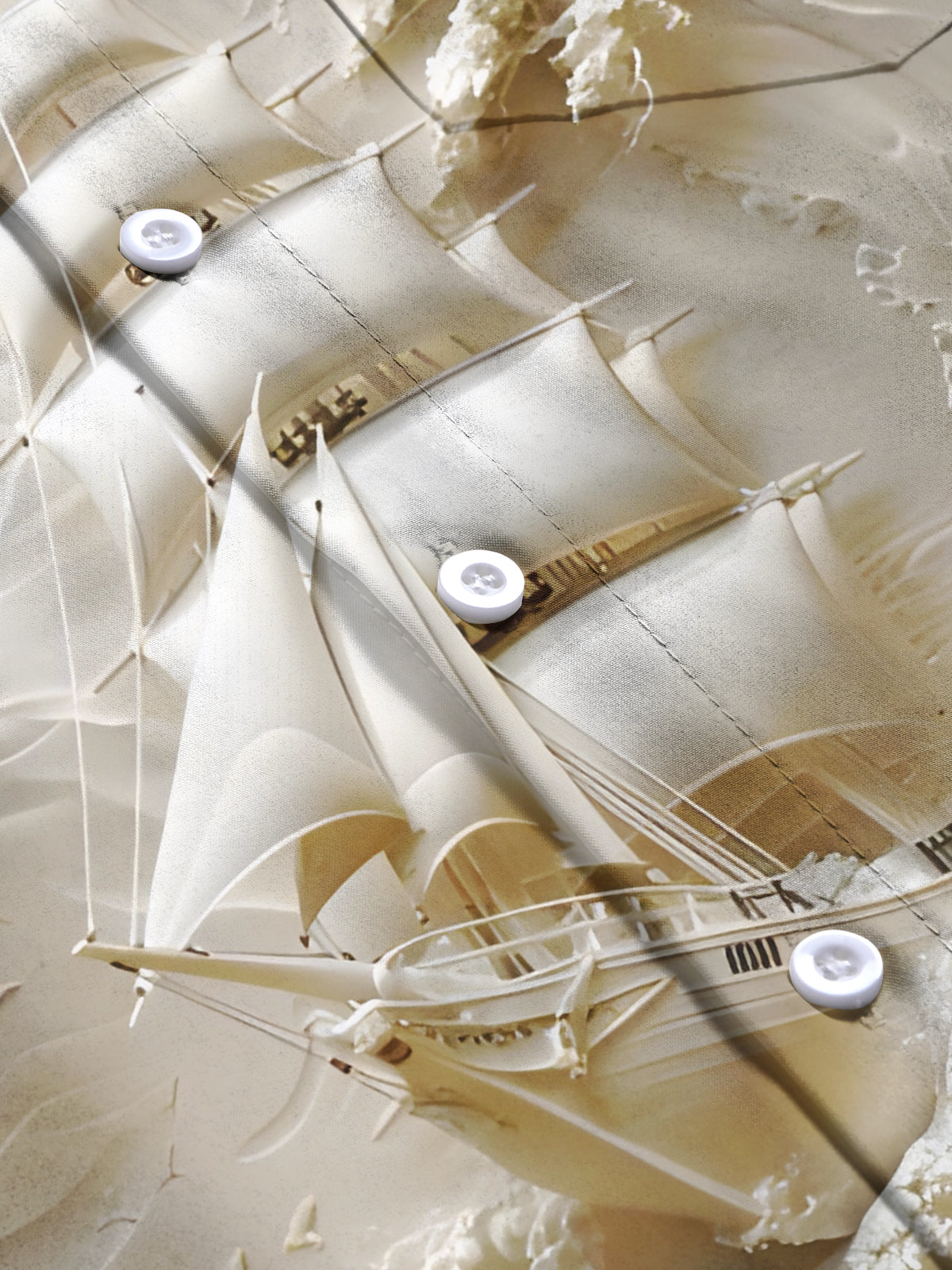 Boat Art Print Men's Pocket Short Sleeve Shirt