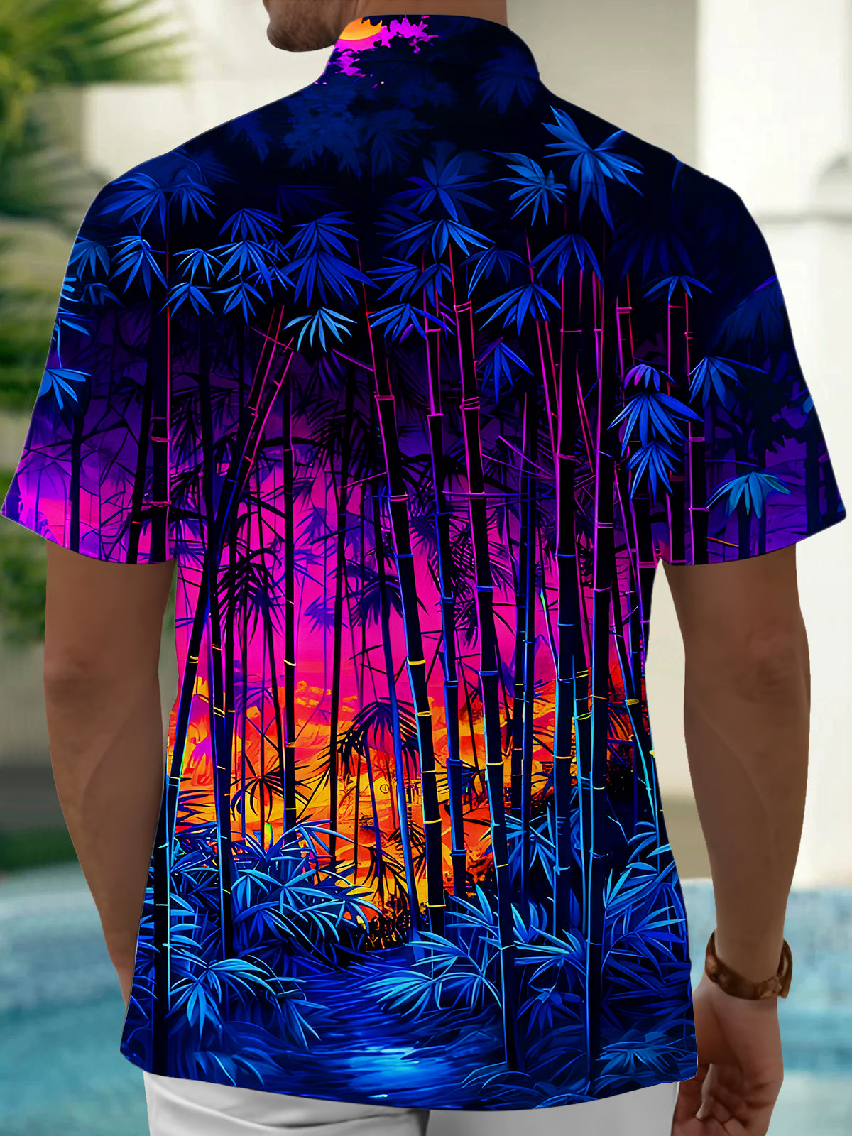 Bamboo Forest Men's Pocket Short Sleeve Shirts