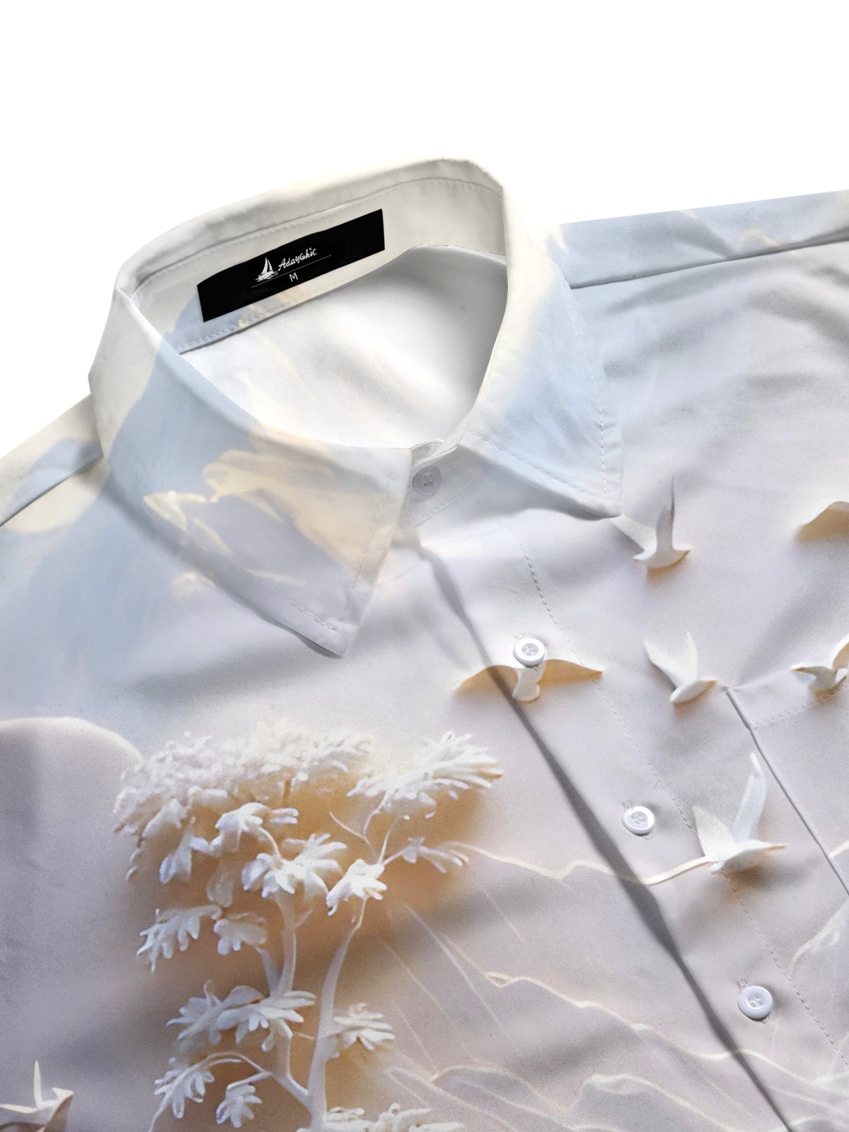 Landscape Trees Birds Men's Pocket Short Sleeve Shirts