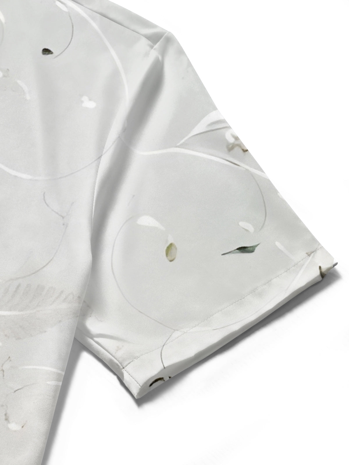 Silvery Floral Leaves Men's Pocket Short Sleeve Shirts