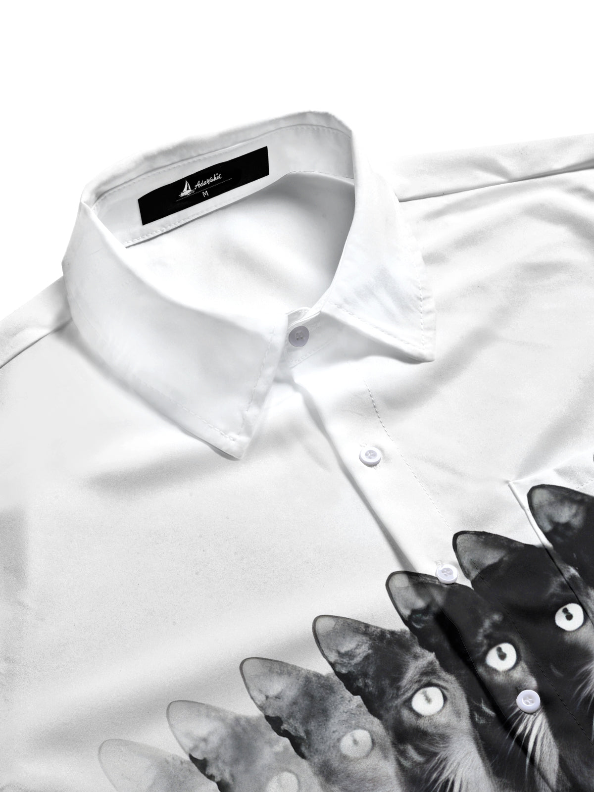 Gradient Cat Print Men's Pocket Short Sleeve Shirts