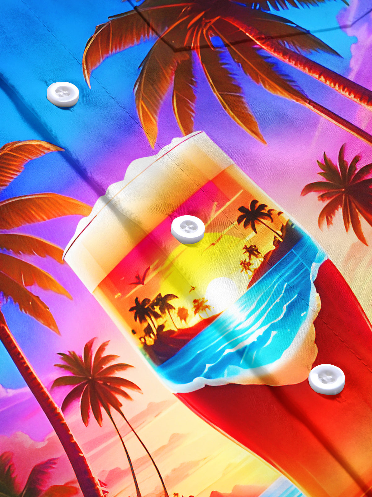 Hawaiian Coconut Trees Beer Beach Men's Pocket Short Sleeve Shirts