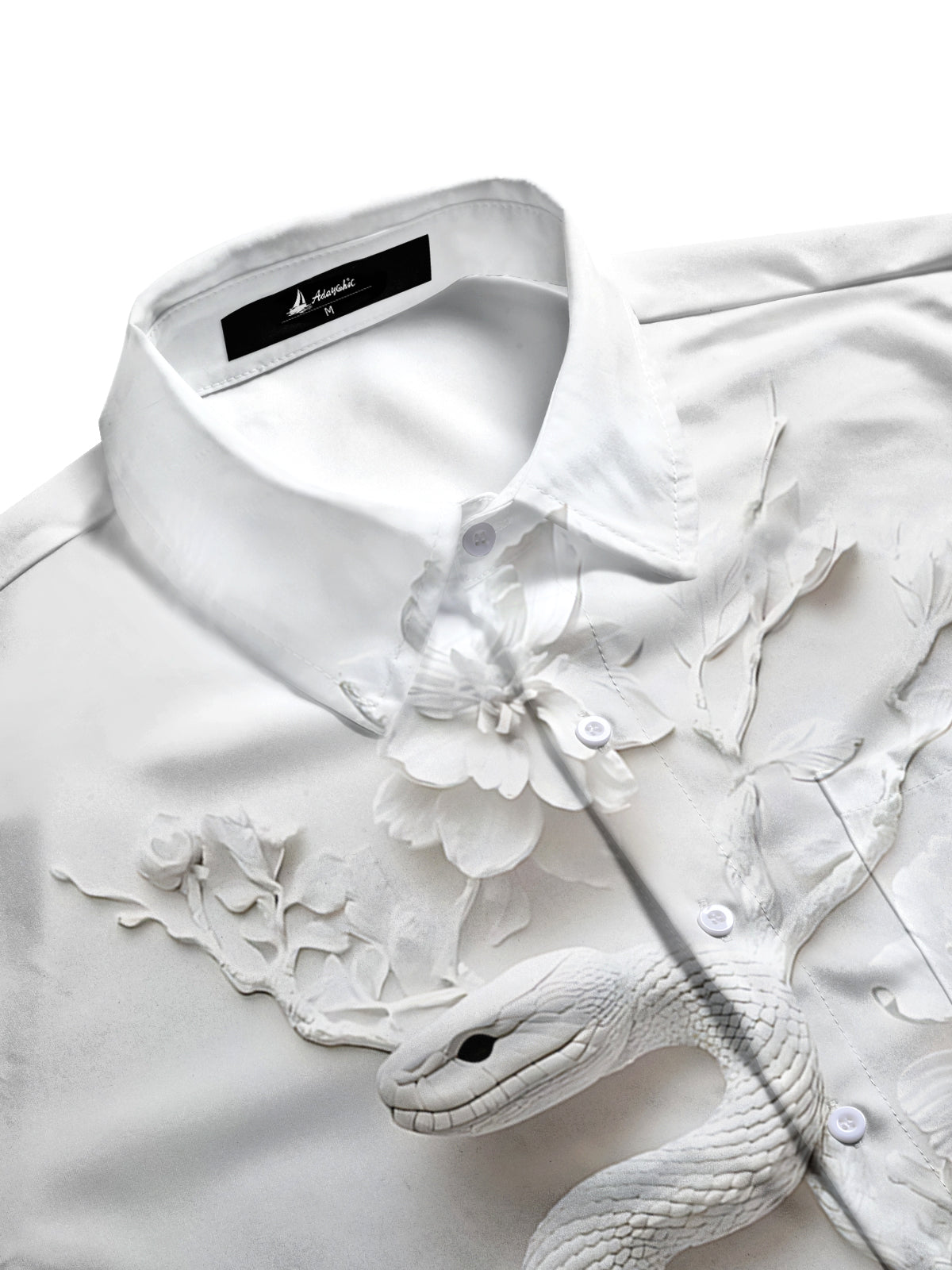 Snake Floral Print Men's Pocket Short Sleeve Shirts