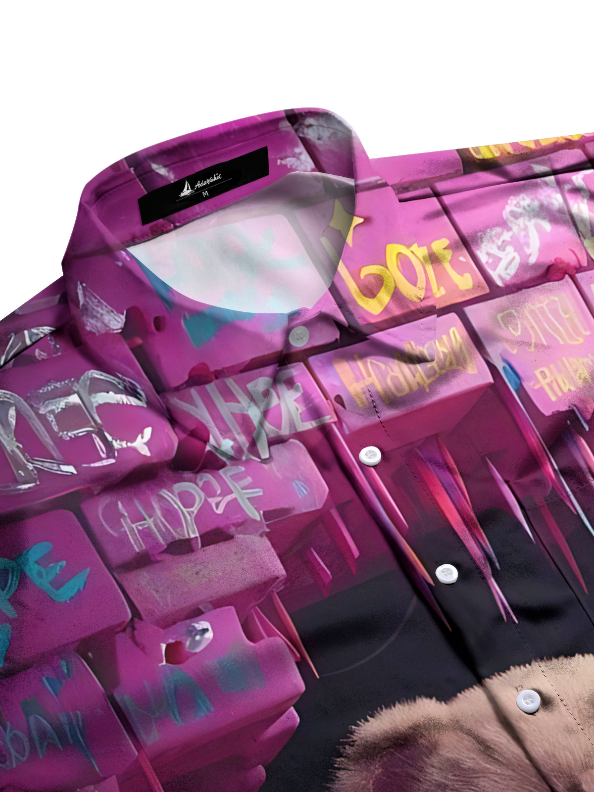 Funny Bear Print Men's Pocket Short Sleeve Shirts