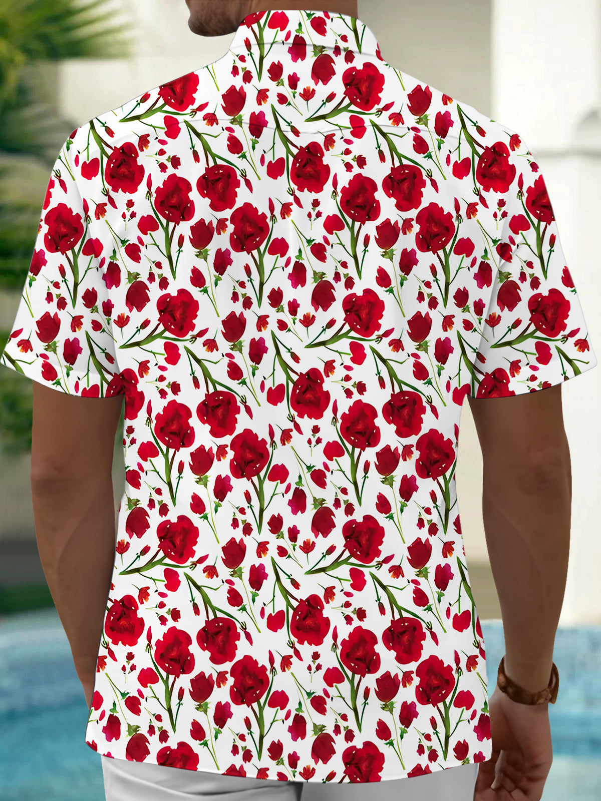 Floral Men's Pocket Short Sleeve Shirts