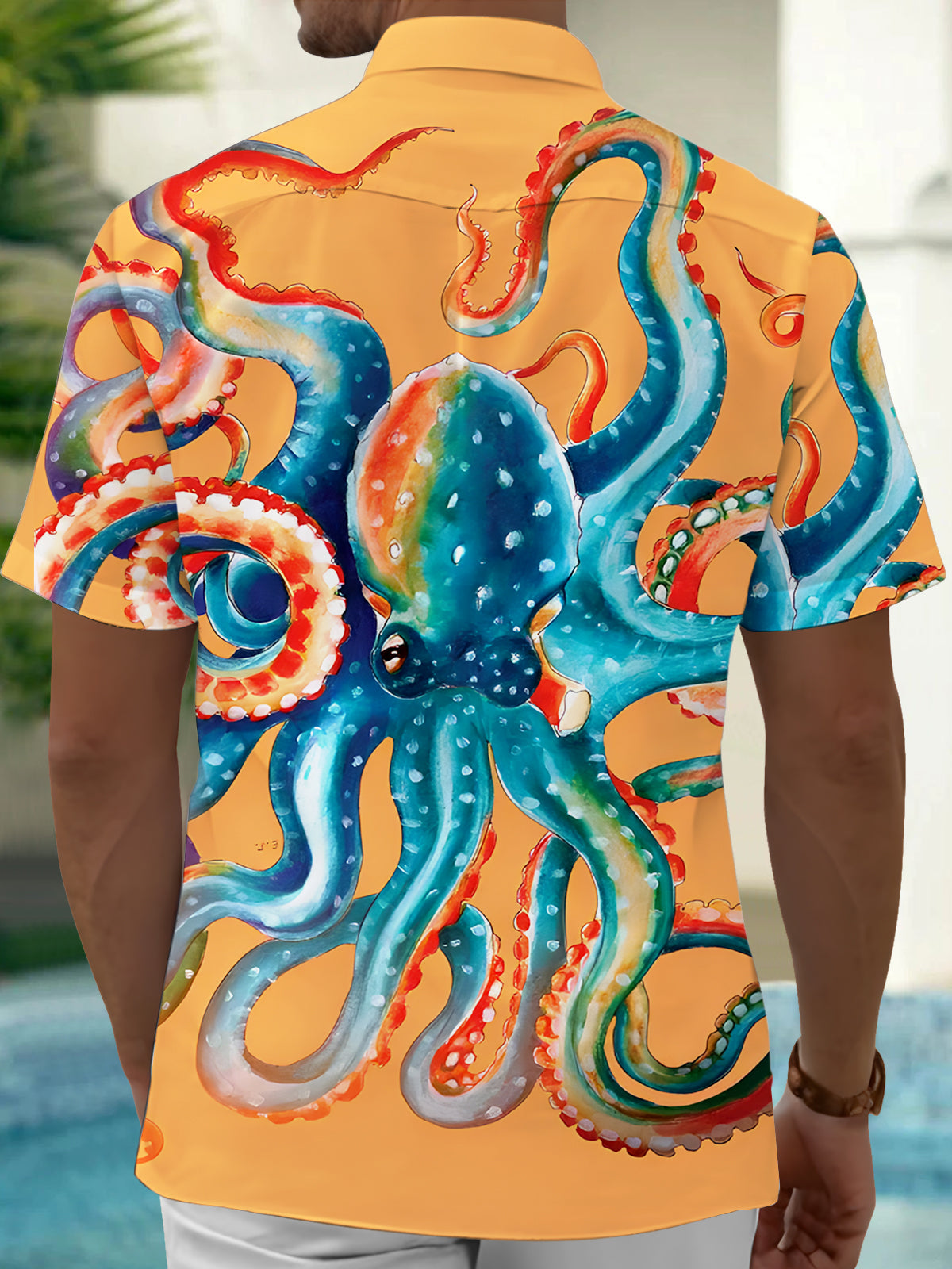 Hawaiian Octopus Men's Pocket Short Sleeve Shirts