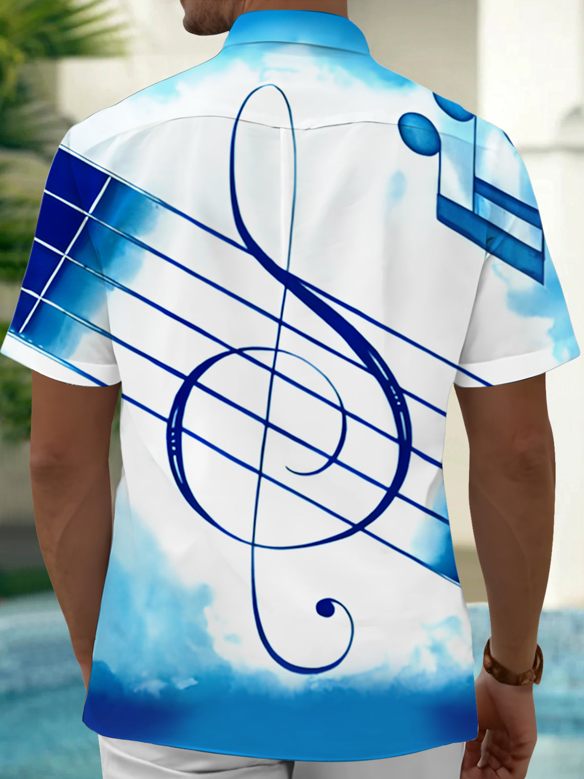 Musical Note Men's Pocket Short Sleeve Shirts