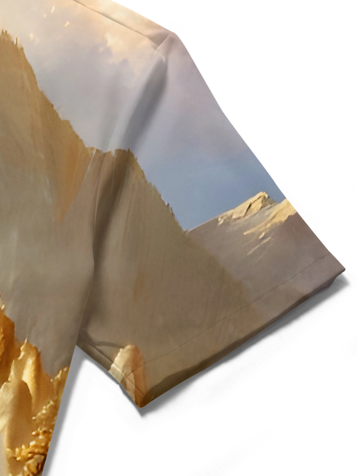 Golden Mountain Courtyard Tree Lake View Men's Pocket Short Sleeve Shirts