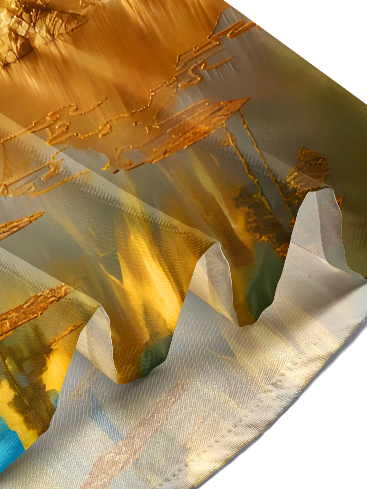 Golden Mountain Courtyard Tree Lake View Men's Pocket Short Sleeve Shirts