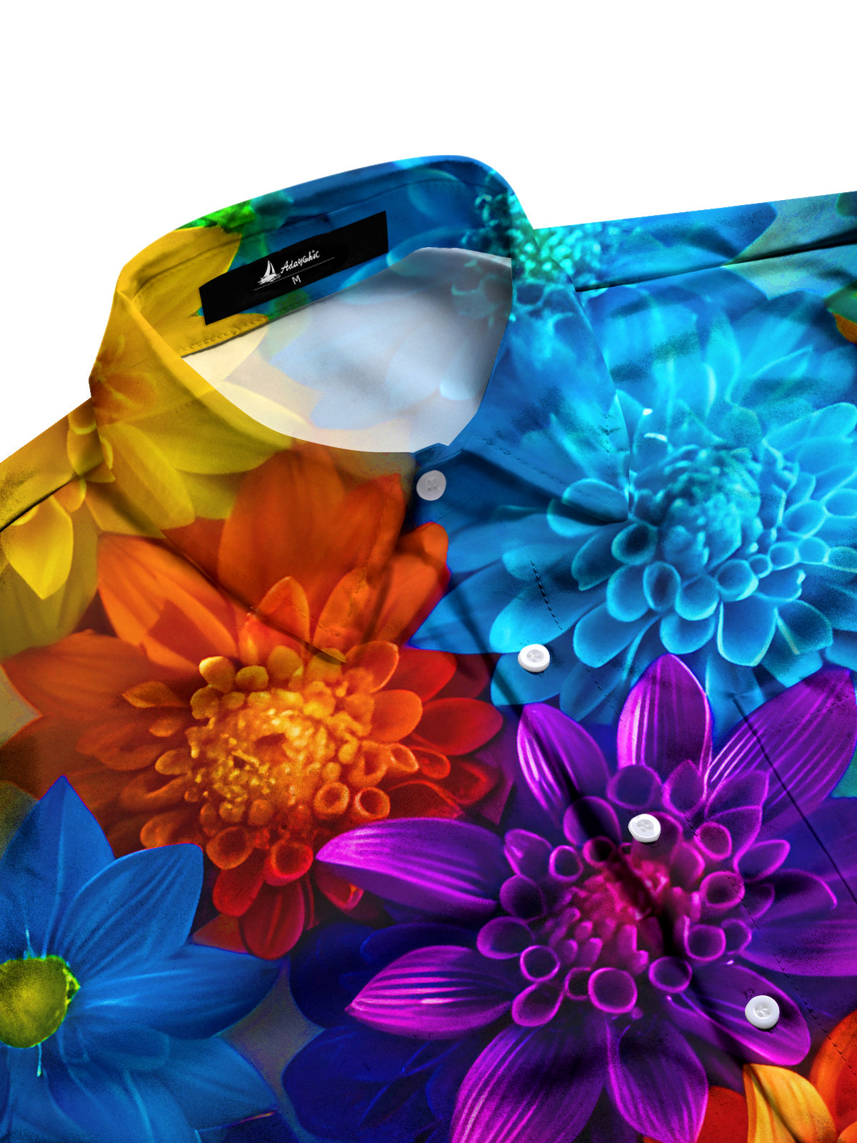 Hawaiian Colorful Floral Men's Pocket Short Sleeve Shirts