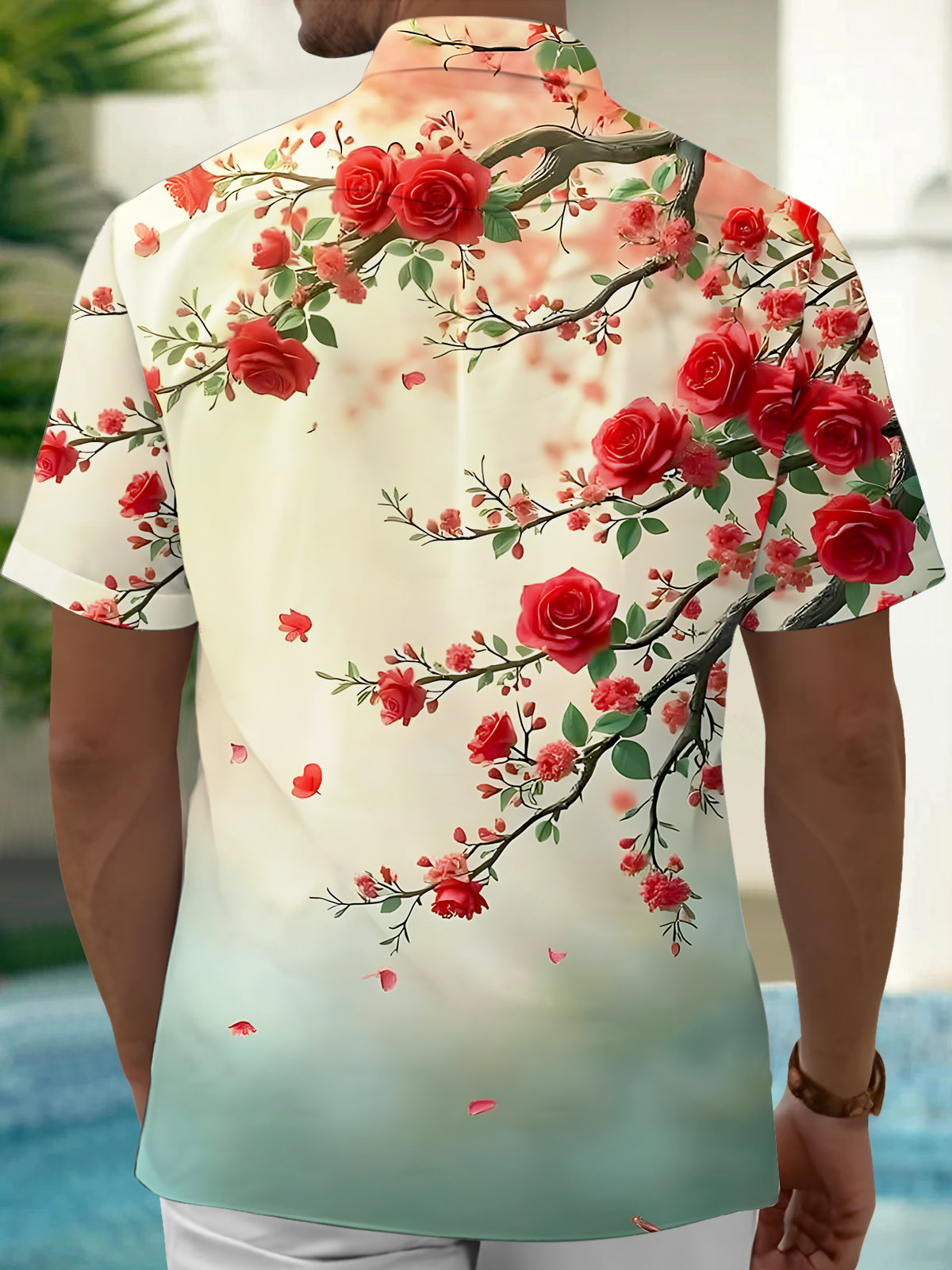 Floral Men's Pocket Short Sleeve Shirts