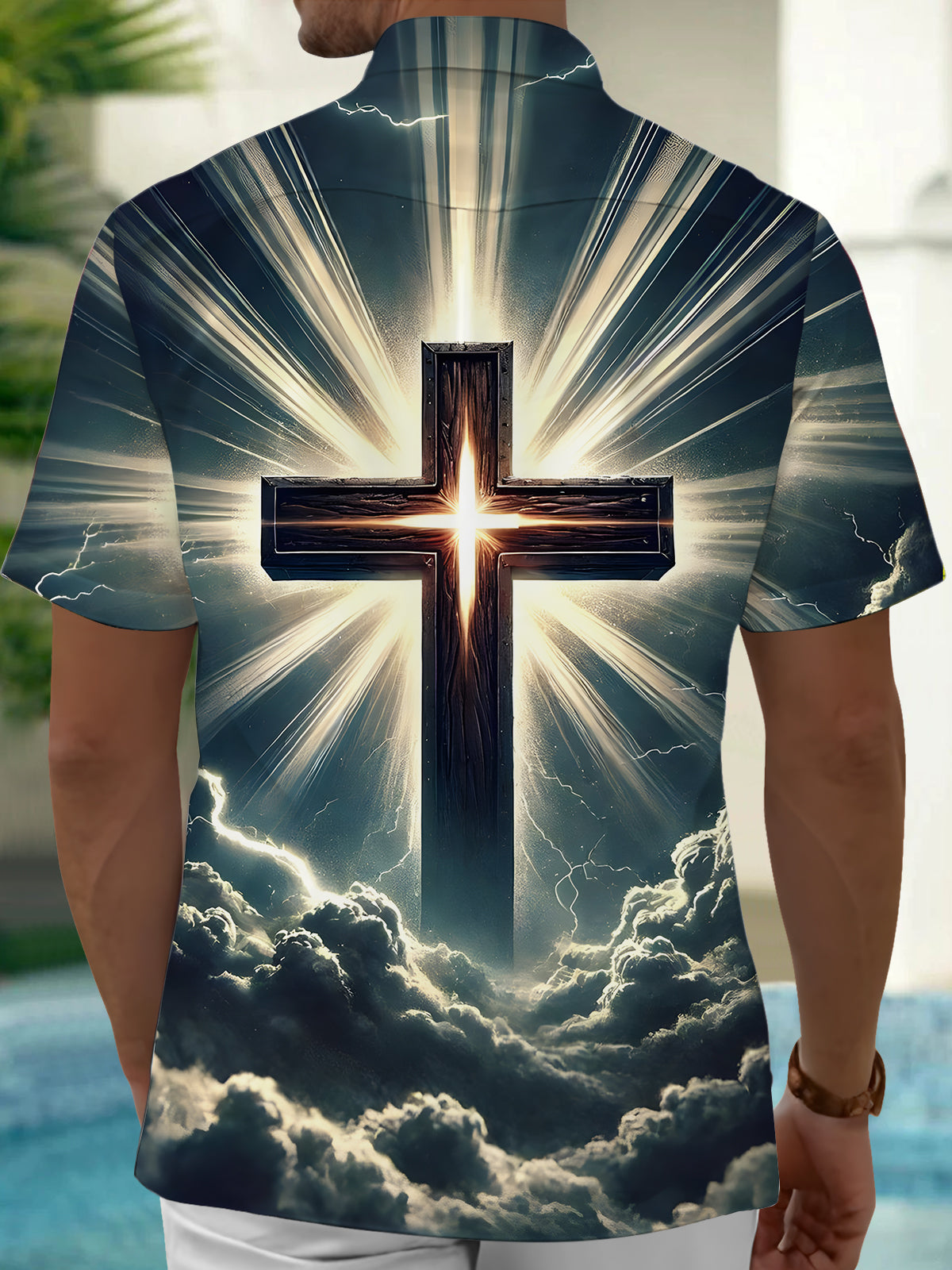 Religion Cross Men's Pocket Short Sleeve Shirts