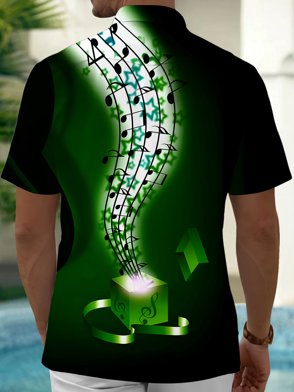 Musical Note Men's Pocket Short Sleeve Shirts