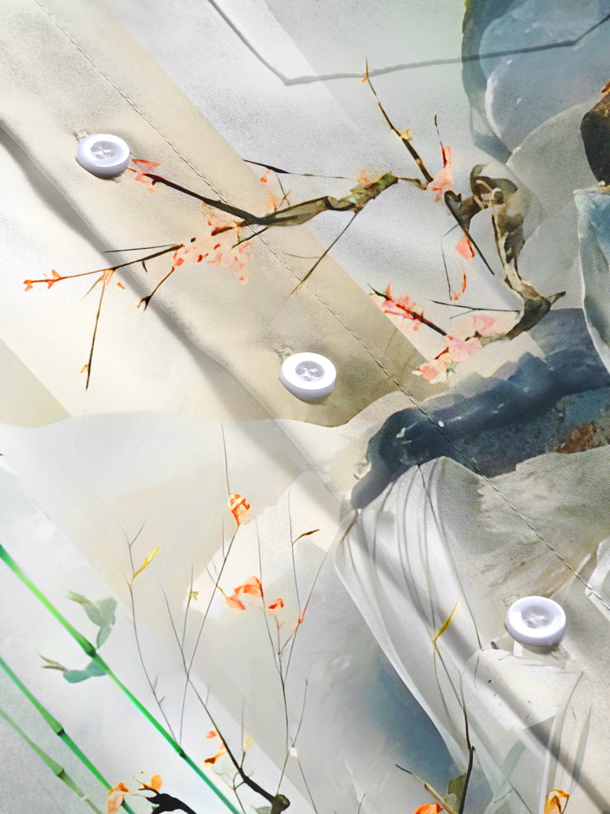 Bamboo Leaves Floral Landscapes Men's Pocket Short Sleeve Shirts