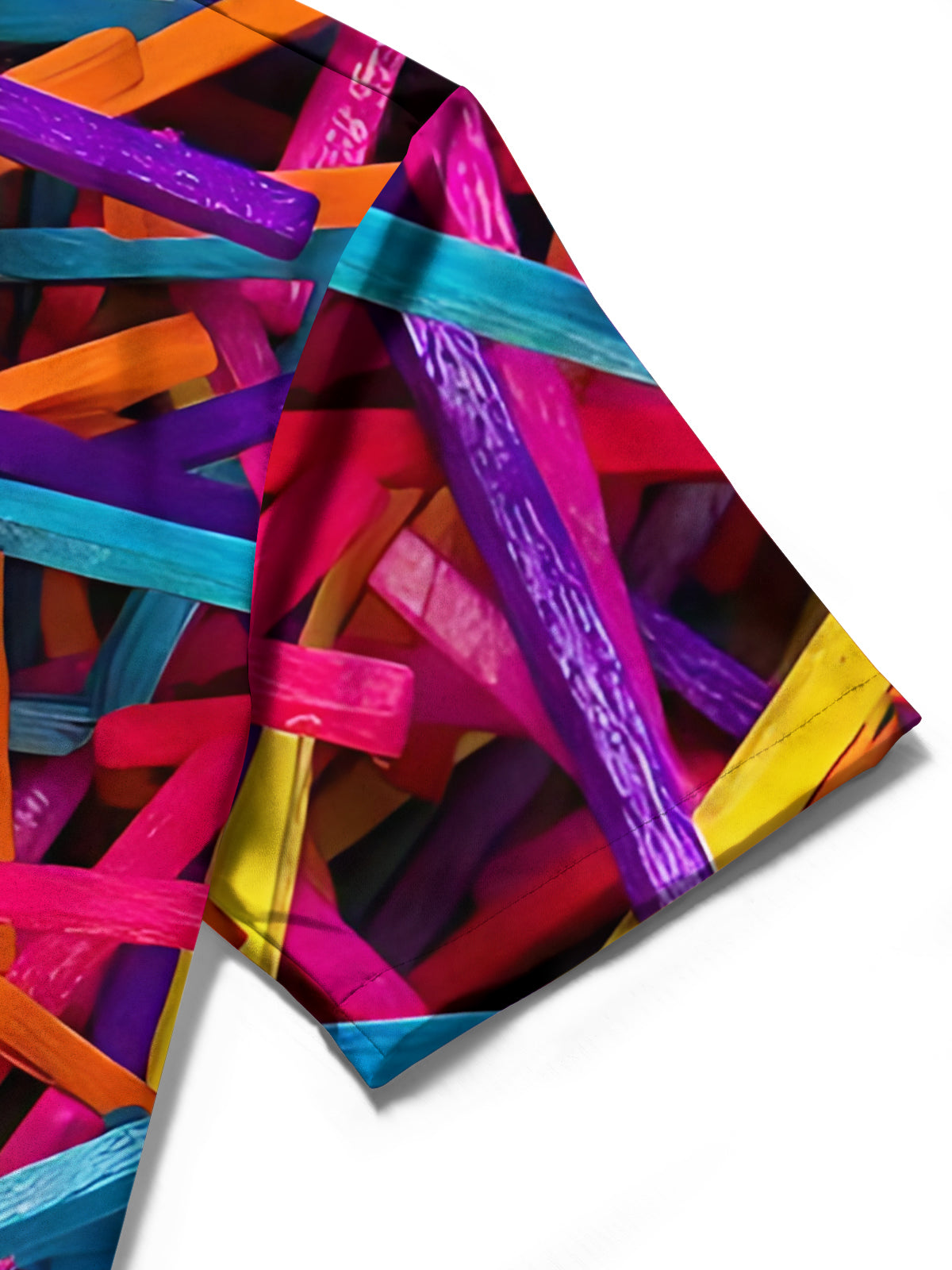 Colorful Wooden Stick Print Men's Pocket Short Sleeve Shirts