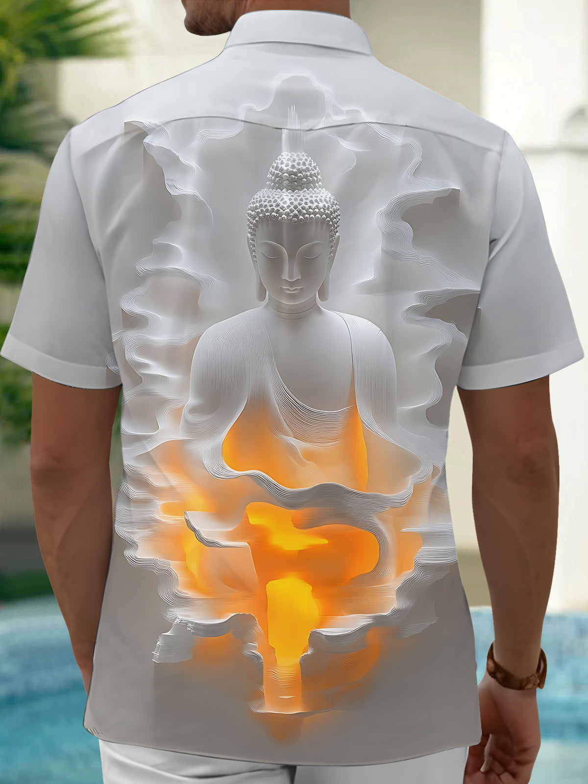 Buddha Art Print Men's Pocket Short Sleeve Shirts
