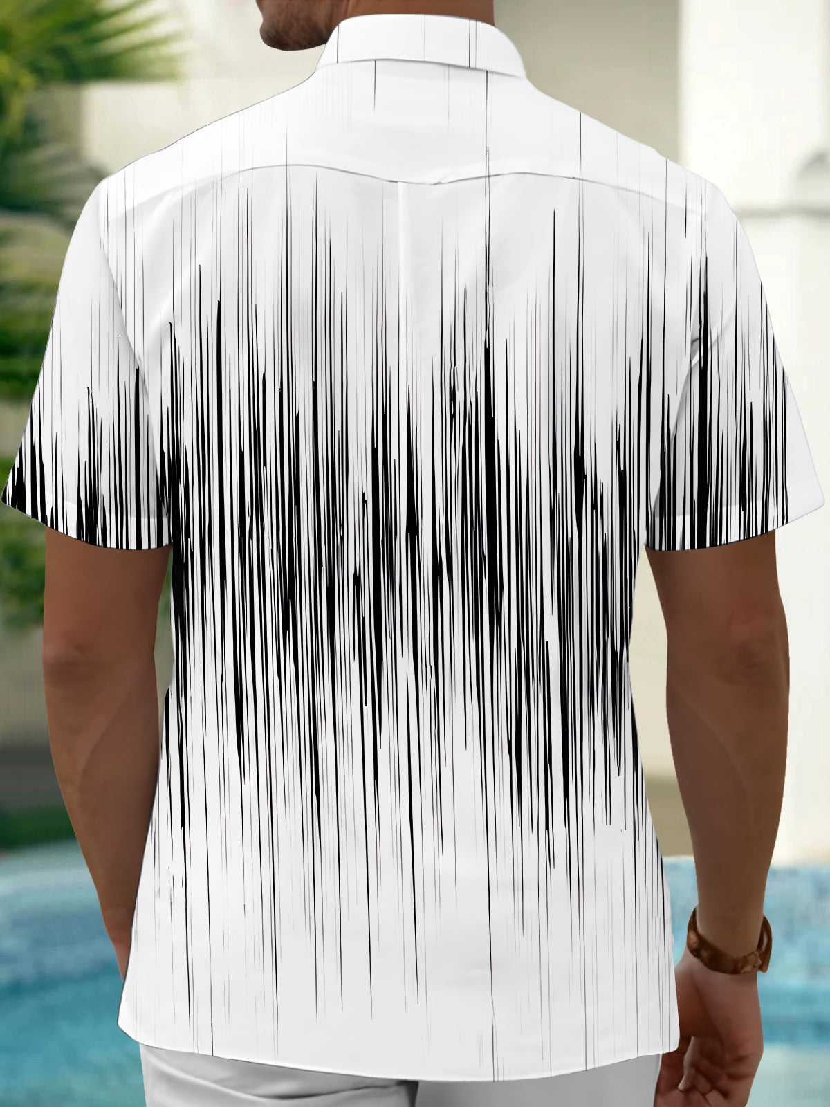 Casual Striped Print Men's Pocket Short Sleeve Shirts