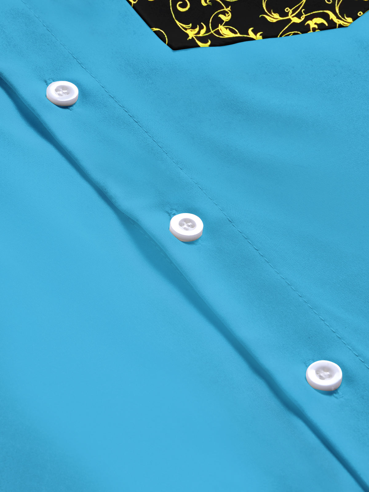 Floral Men's Pocket Long Sleeve Shirts