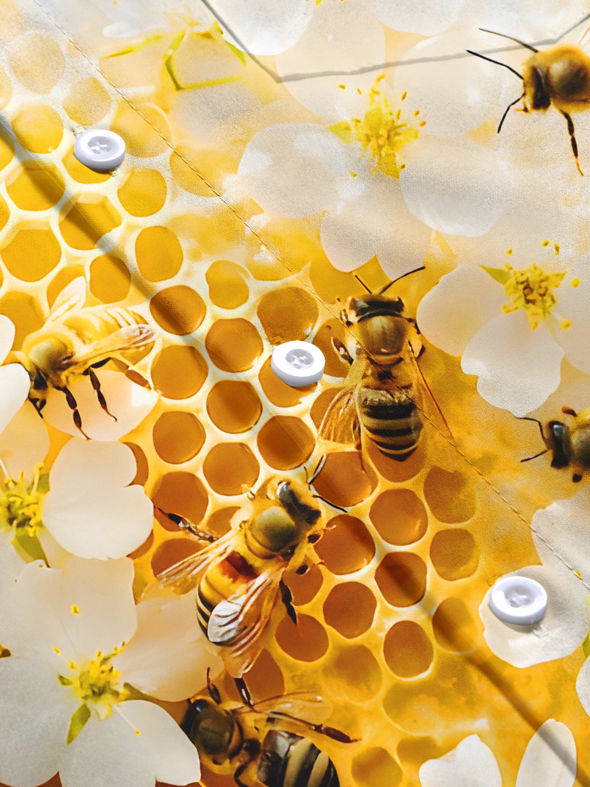 Bee Floral Men's Pocket Short Sleeve Shirts