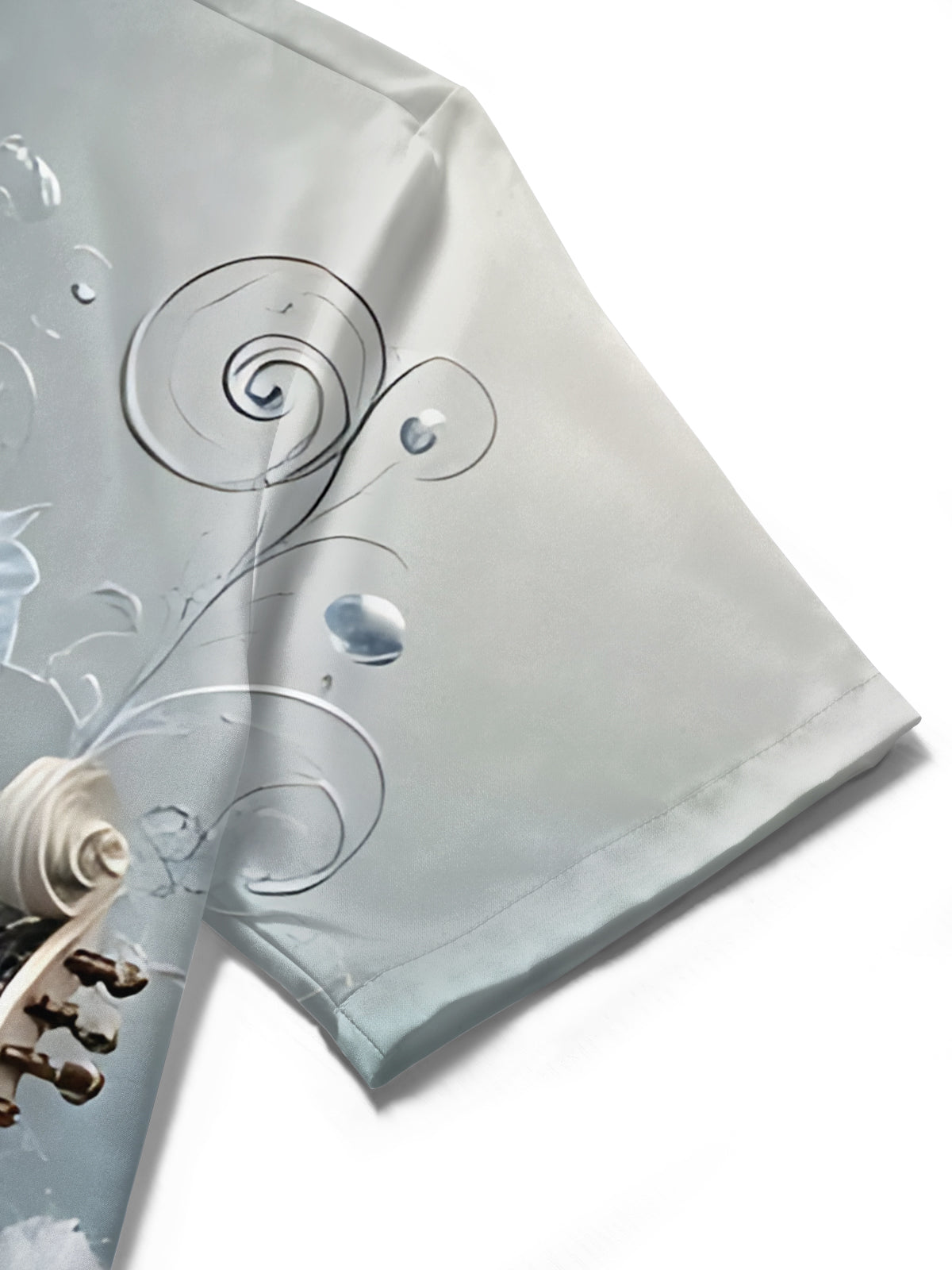 Floral Violin Print Men's Pocket Short Sleeve Shirts