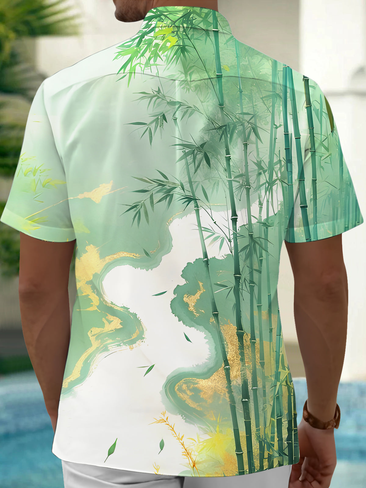 Bamboo Forest Men's Pocket Short Sleeve Shirts
