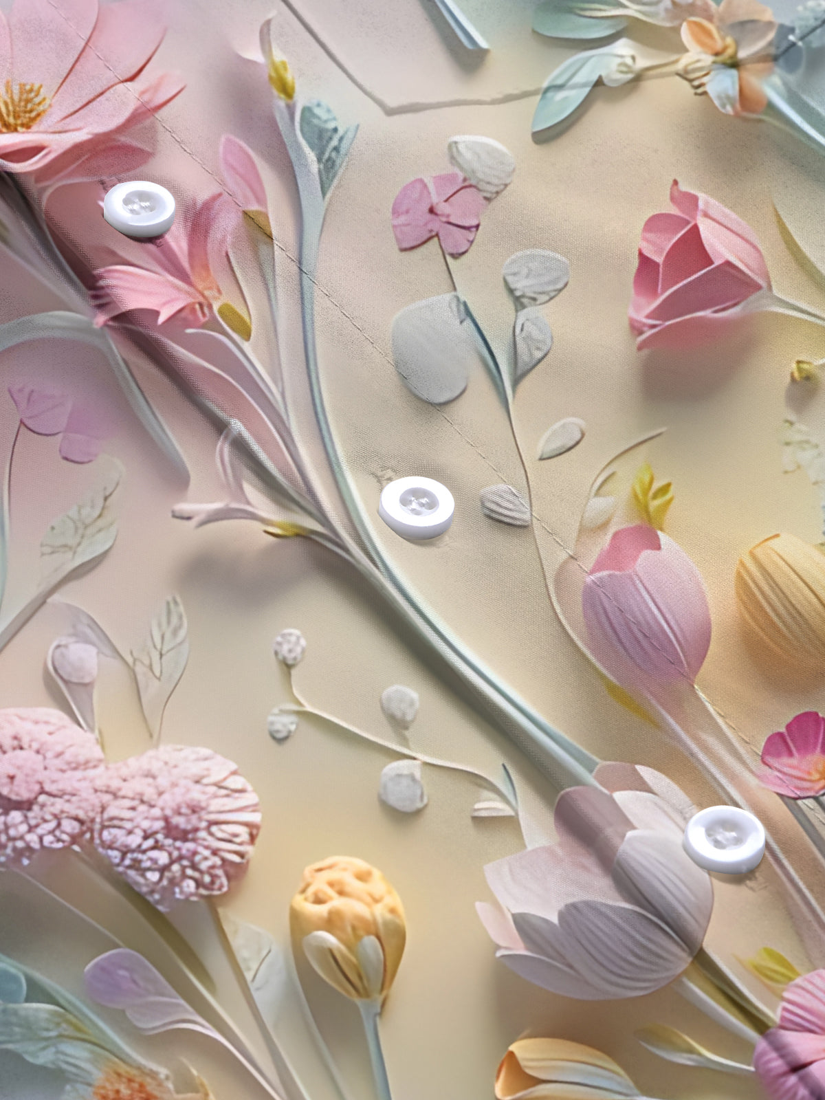 Floral Art Print Men's Pocket Short Sleeve Shirts