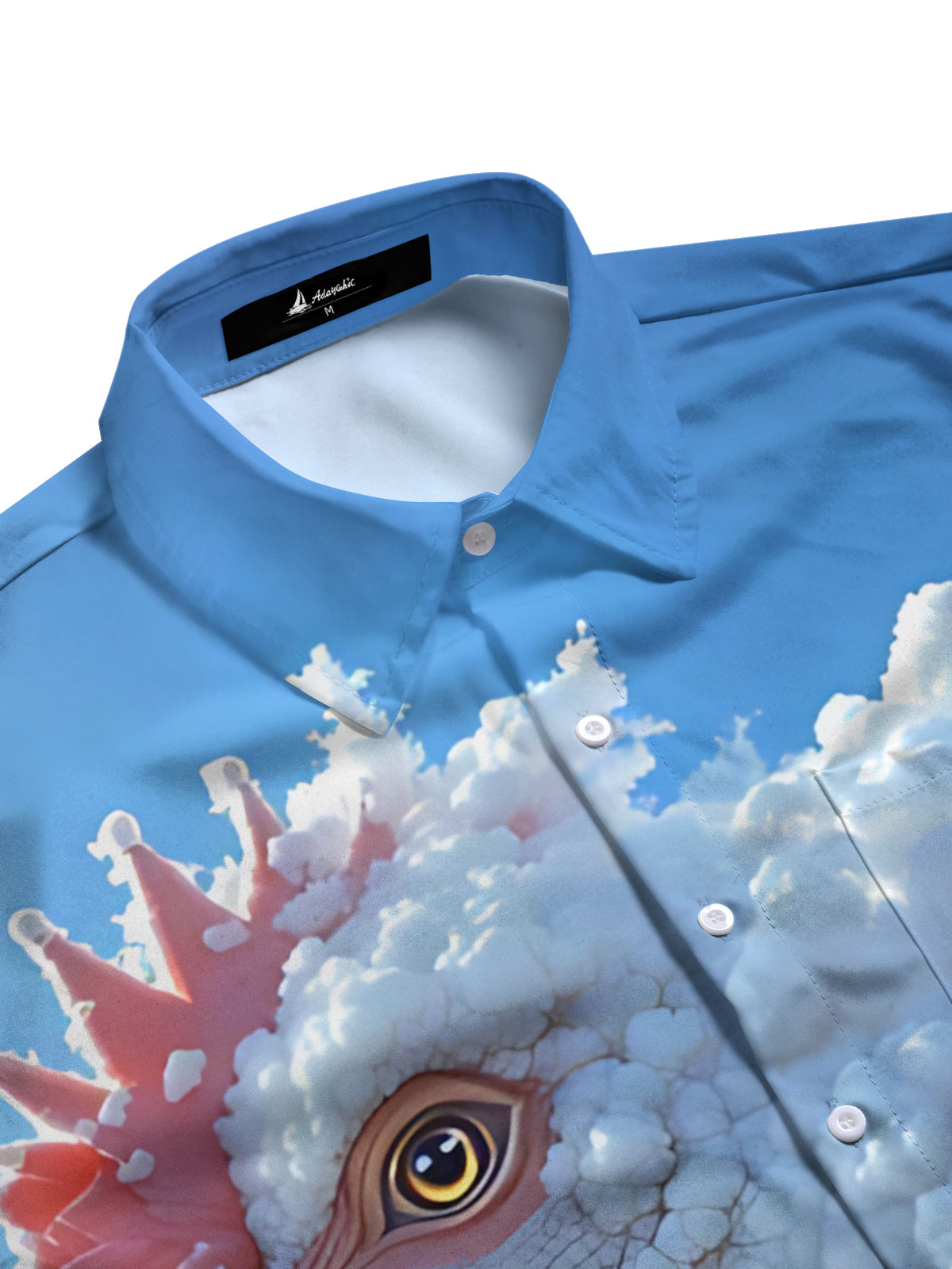 Abstract Cloud Rooster Print Men's Pocket Short Sleeve Shirts