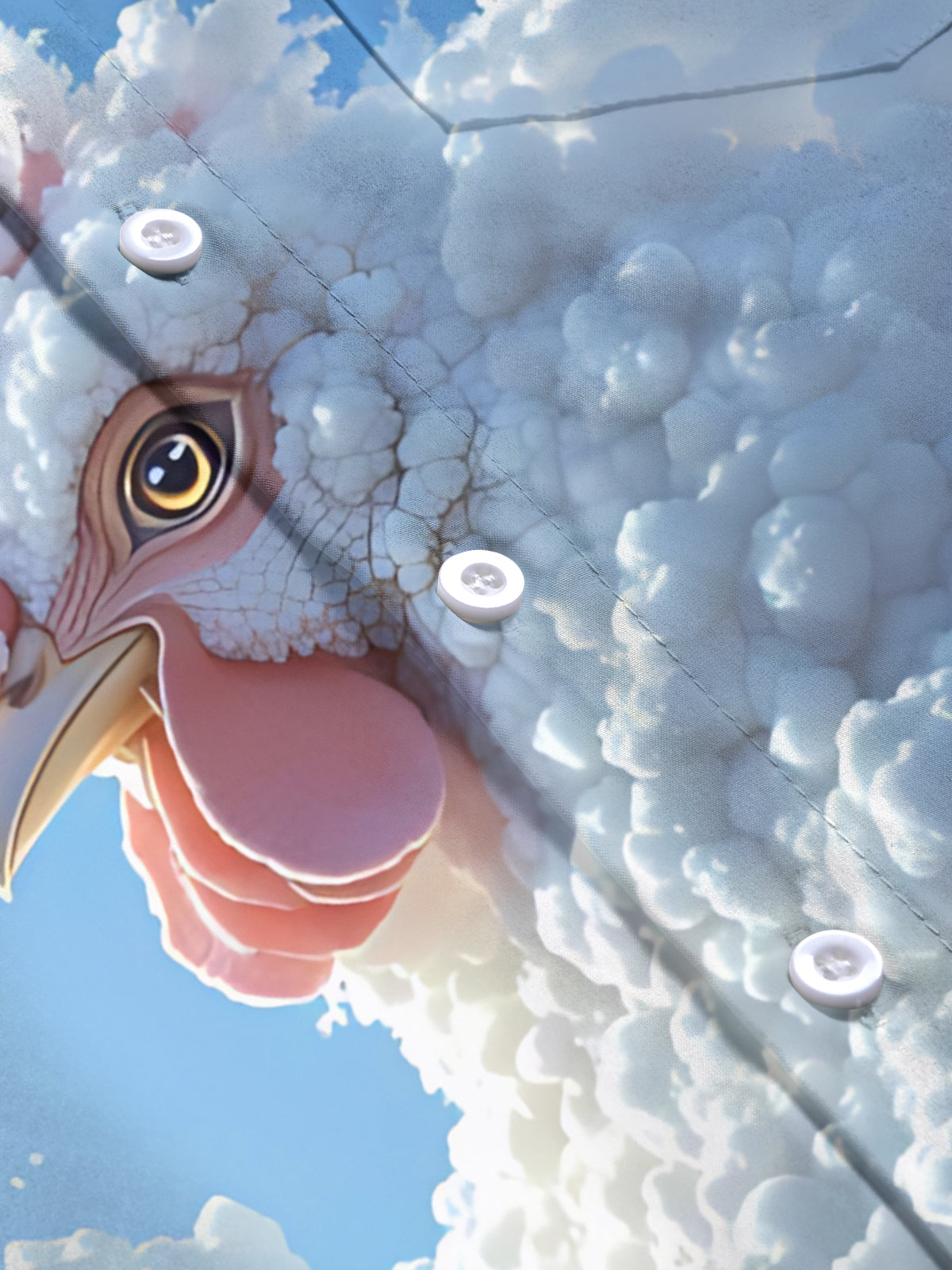 Abstract Cloud Rooster Print Men's Pocket Short Sleeve Shirts