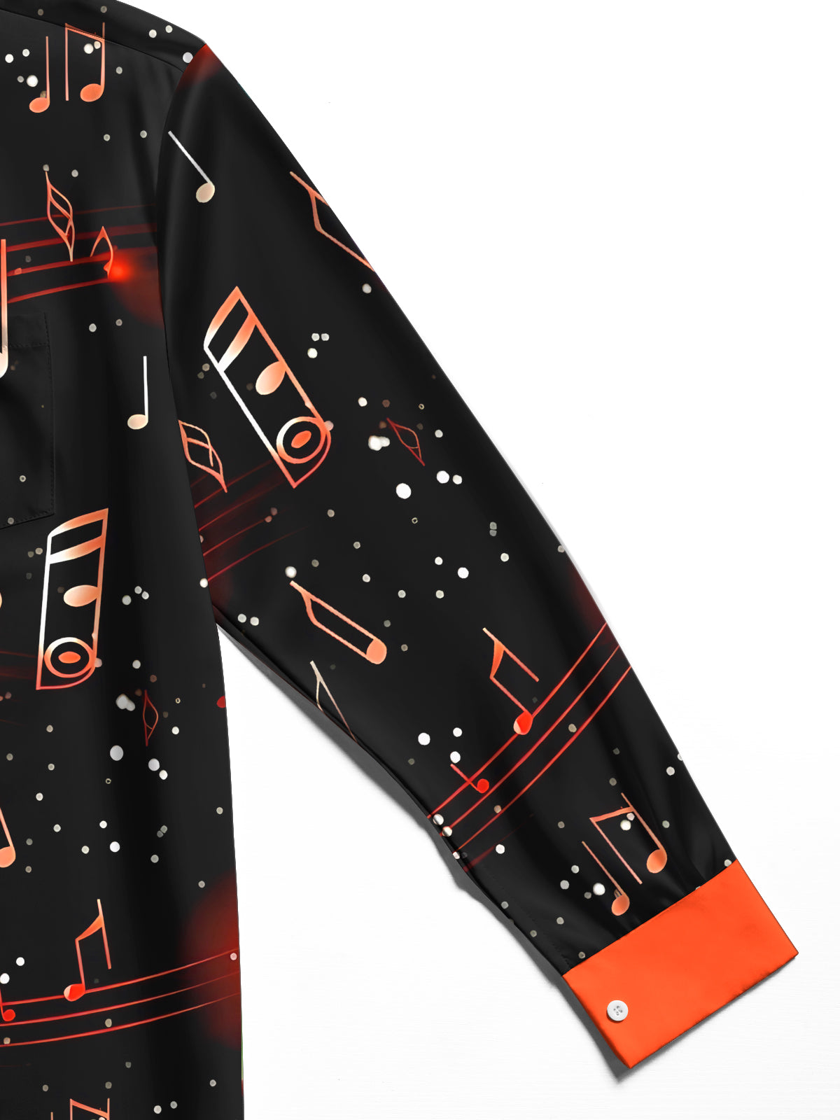 Music Note Art Print Men's Pocket Long Sleeve Shirts