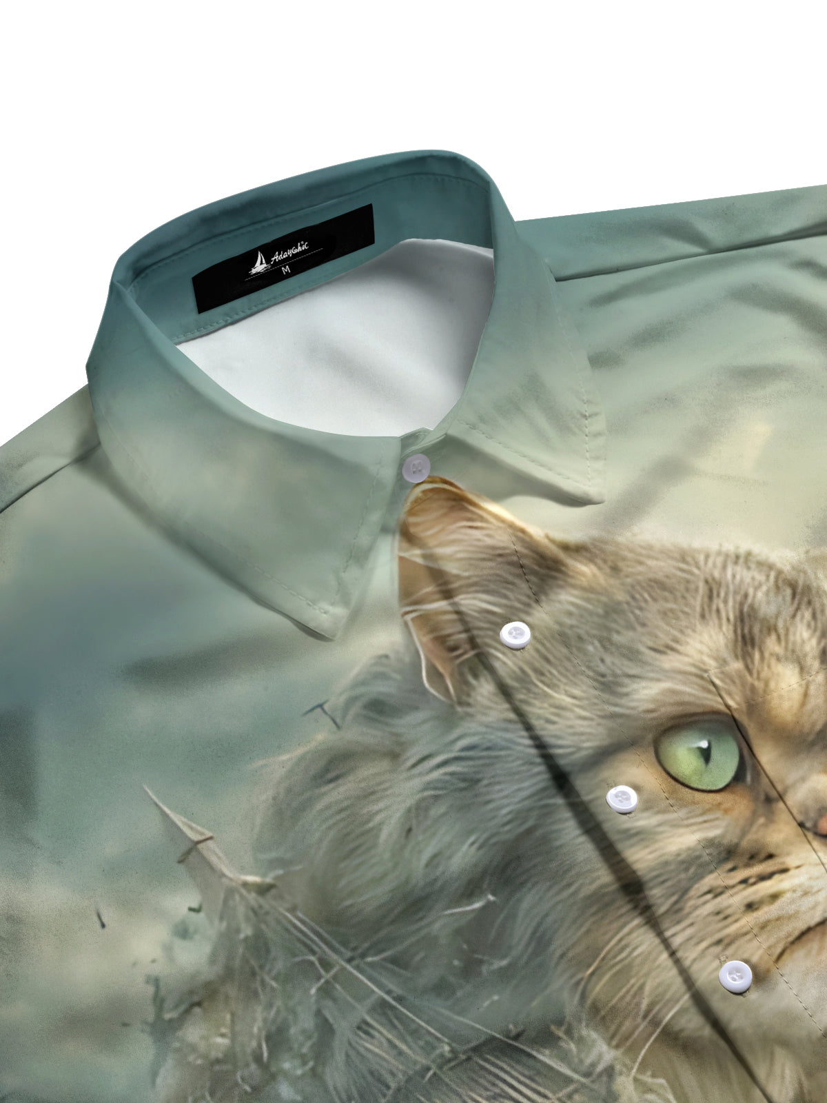 Cat Big Ben Print Men's Pocket Short Sleeve Shirts