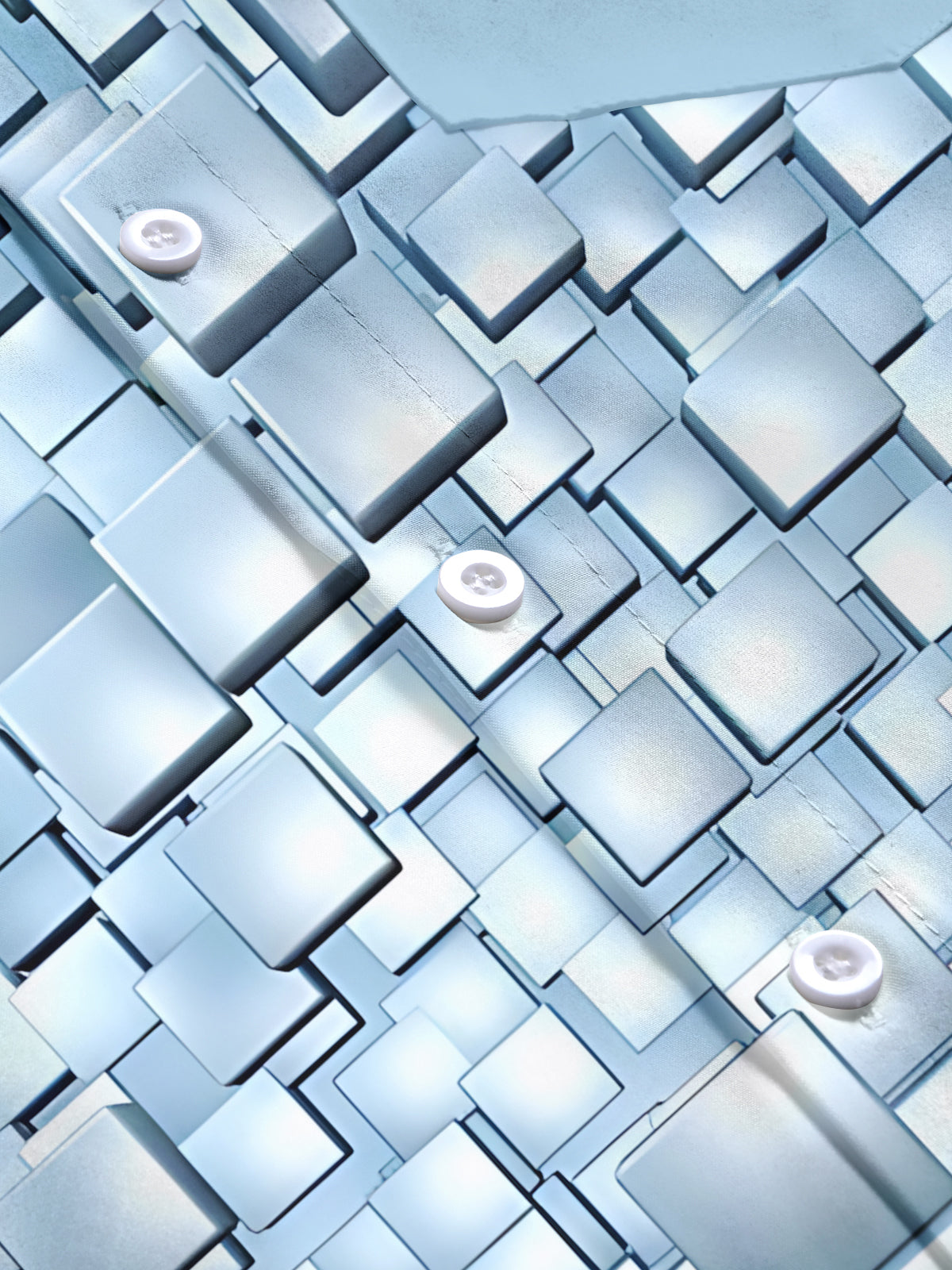 Geometric Square Print Men's Pocket Long Sleeve Shirts