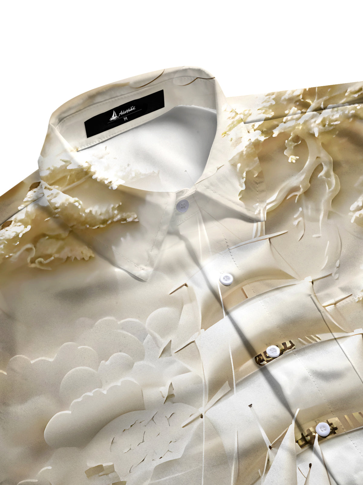 Boat Art Print Men's Pocket Long Sleeve Shirts