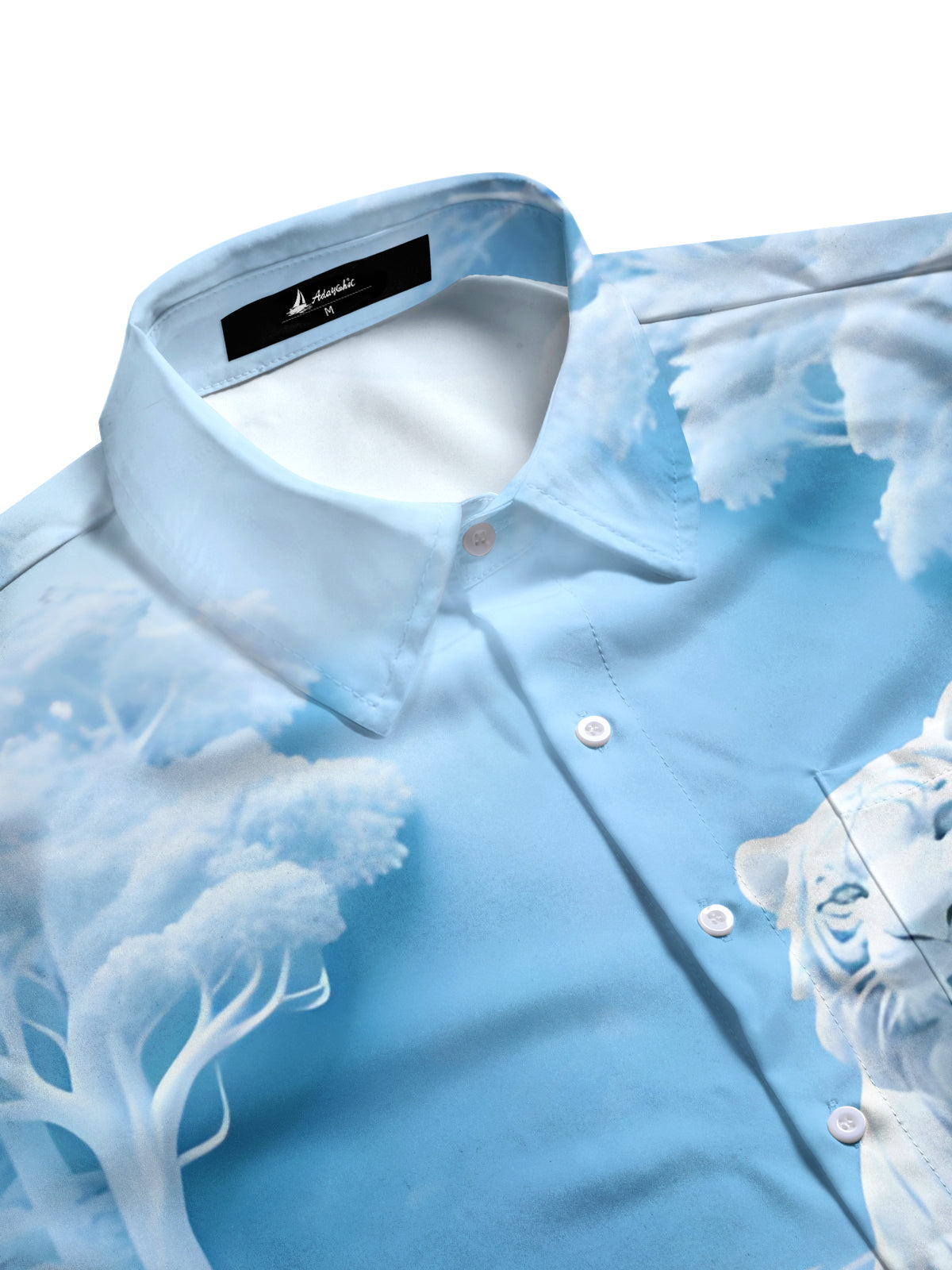 Ice Forest White Tiger Art Print Men's Pocket Short Sleeve Shirts