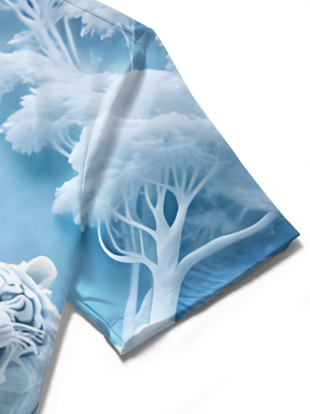 Ice Forest White Tiger Art Print Men's Pocket Short Sleeve Shirts