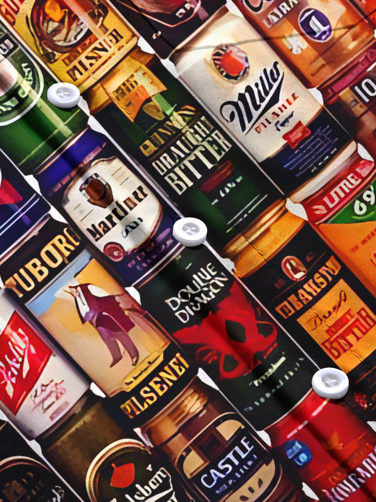 Beer Print Men's Pocket Short Sleeve Shirts